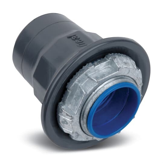 HUB21/2-G Ocal-Blue Knockout Hub Connector With Thermoplastic Insulated Throat, 2-1/2 in, For Use With Conduit Body and Fitting, Zinc, PVC Coated