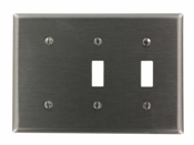 S214-N Blank Standard Size Combination Wall Plate, 3 Gangs, 6.38 in W x 4.5 in H, 302 Stainless Steel
