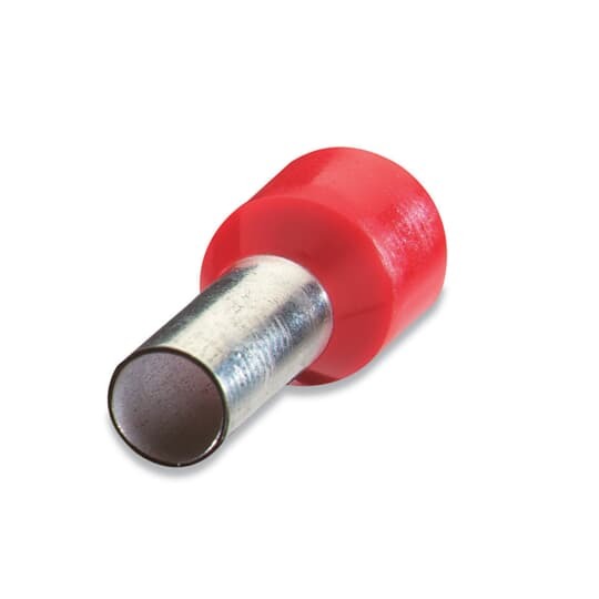 F4003 Sta-Kon F Series Insulated Wire Ferrule, 16 AWG Stranded Copper Conductor, 0.571 in L, Copper, Red