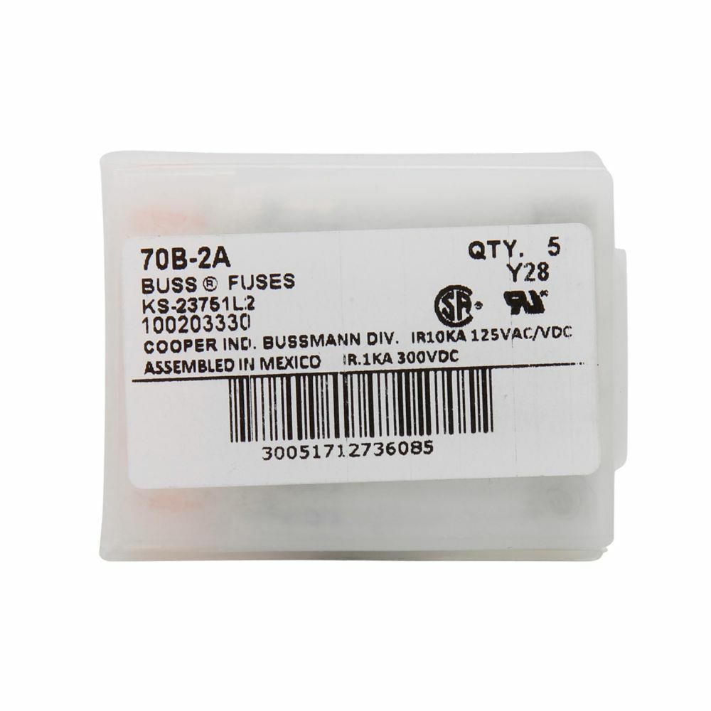 70N-10A Telpower Pin Telecommunications Fuse, 10 A, 125 V AC/300 V DC, 1 kA Interrupt, Cartridge Body
