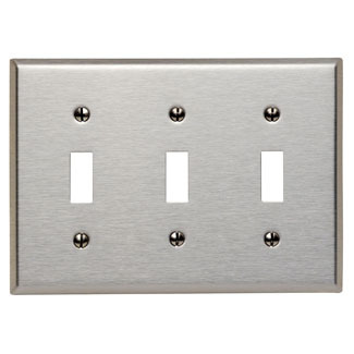 84011 Standard Size Traditional Combination Wall Plate, 3 Gangs, 6.37 in W x 4.5 in H, 430 Stainless Steel