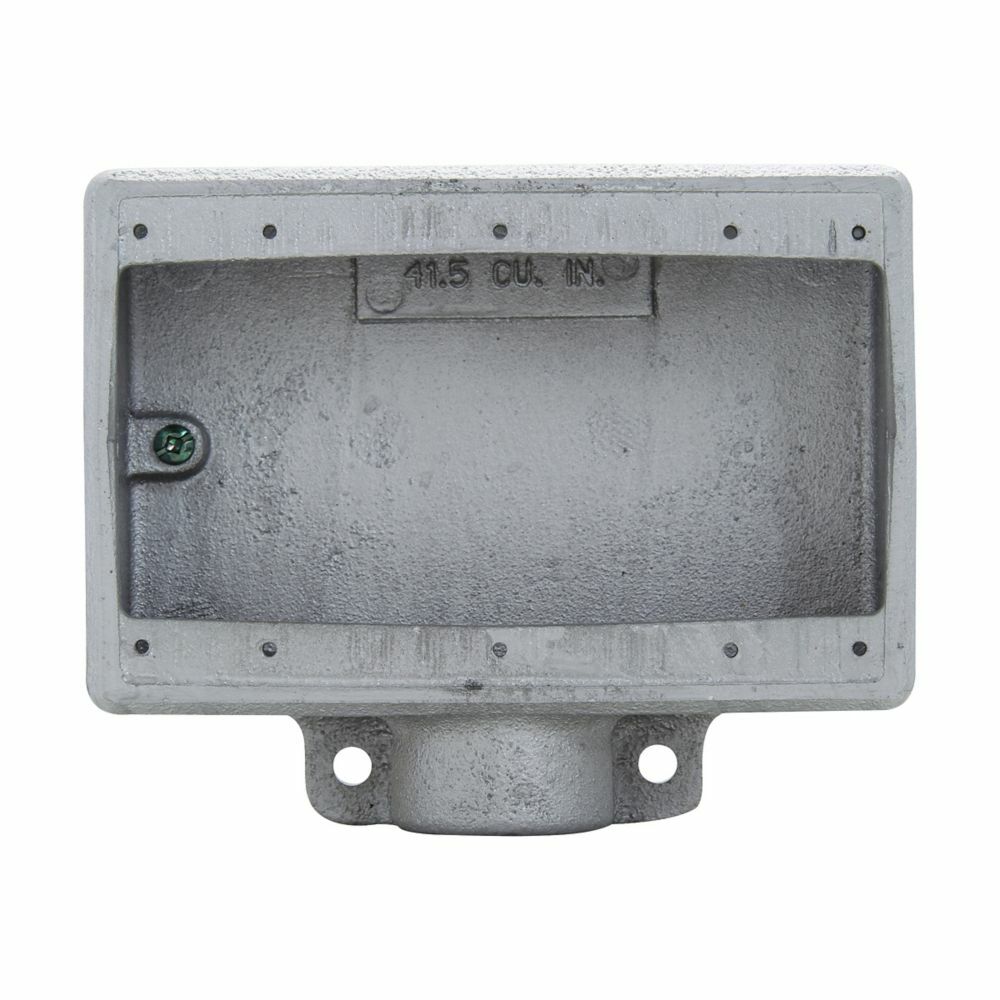 FS23 Condulet 1-Entry Shallow Device Box With Mounting Lug And Ground Screw, 3/4 in Trade, 3 Gangs, Feraloy Iron Alloy, Aluminum Acrylic Painted/Electro-Galvanized