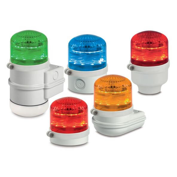 SLM600A StreamLine Cylindrical High Output Modular Multi-Functional Combination Beacon/Sounder Signal, 120 to 240 VAC, 12 to 24 VAC/VDC, LED Lamp, 65 to 115 dB Sound, Indoor/Outdoor, Surface Mount, Amber Lens