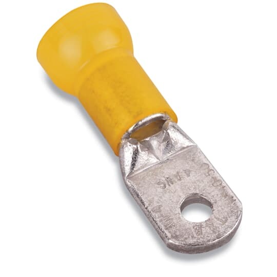 RF4-38 Sta-Kon RF Series Insulated Ring Terminal, 4 AWG Conductor, 1.84 in L, Brazed/Overlapped Seam Barrel, Copper, Yellow