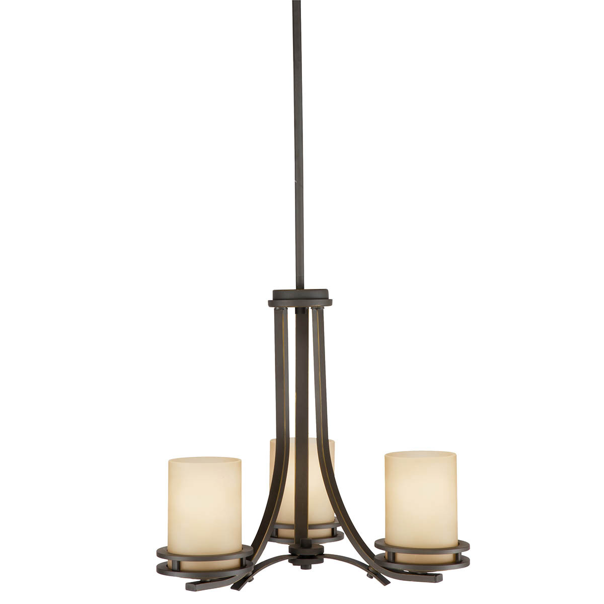 1671OZ Hendrik 1-Tier Contemporary Small Chandelier, (3) A19 Lamp, 120 V AC, Olde Bronze Housing