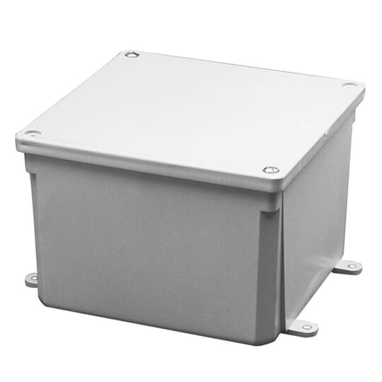 E987N Carlon Non-Metallic Rigid Conduit Molded Junction Box, 4 in H x 4 in W x 4 in D, Screw Cover, NEMA 4/4X/6P NEMA Rating, PVC