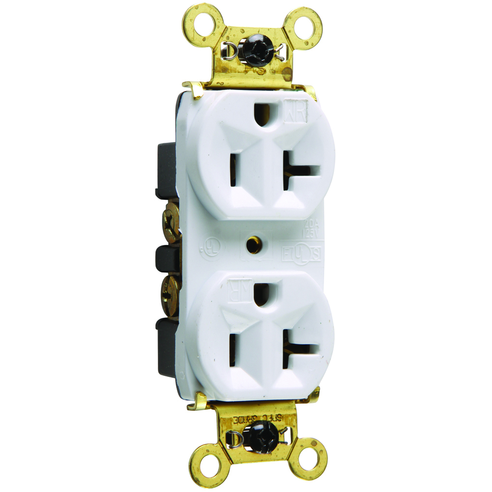 WR5362W  Heavy Duty Spec Grade Receptacle, Back and Side Wire, 20 Amp, 125V, White