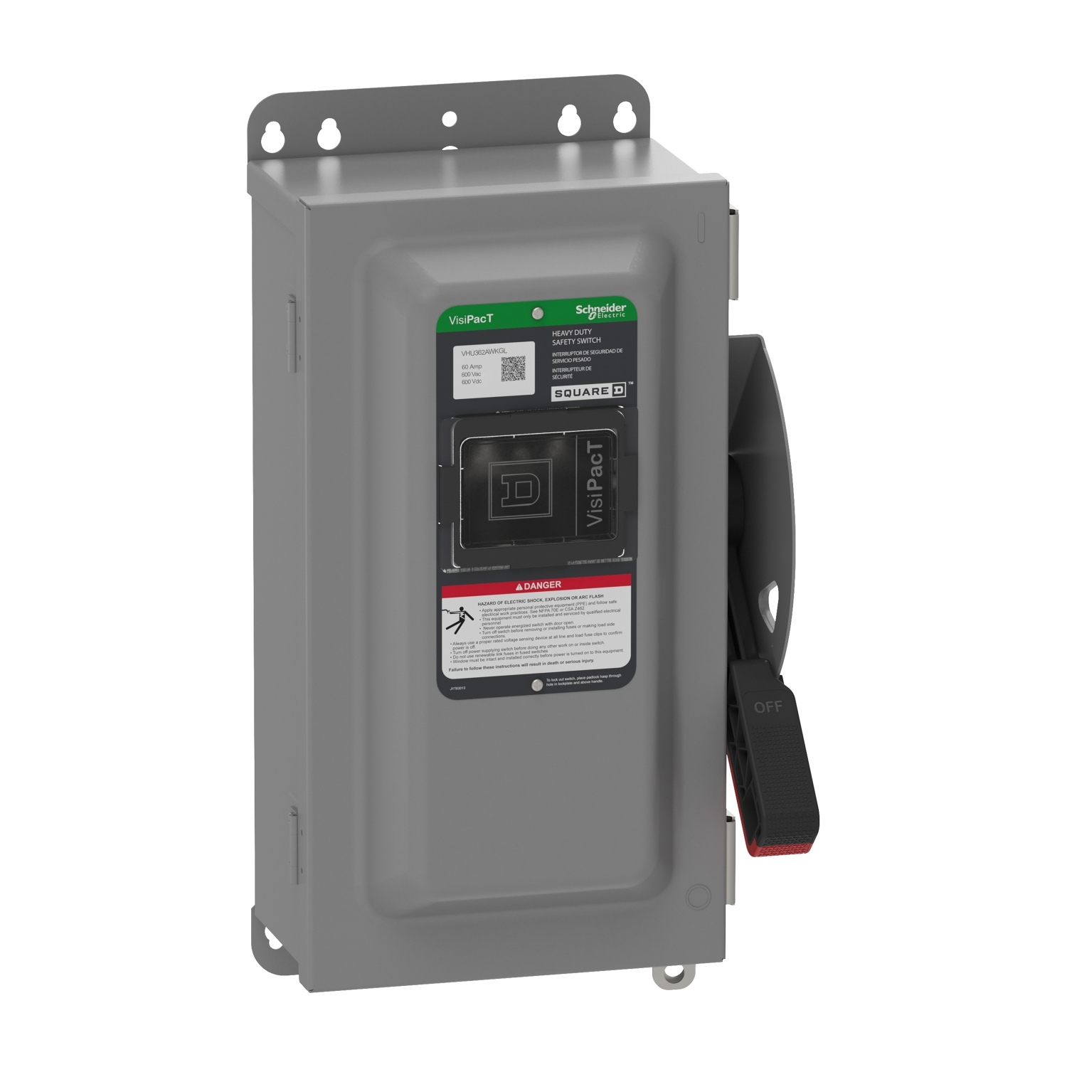 VHU362AWKGLEI VHU Heavy Duty SwitchInterlock, 600 V AC/DC, 60 A, 3 Poles