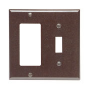 80405 Decora Standard Size Combination Wall Plate, 2 Gangs, 4.56 in W x 4.5 in H, Thermoset, Brown