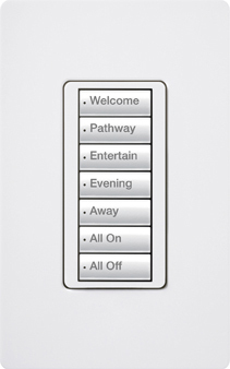 RRD-W7B-BL seeTouch LED+ Wall Keypad for RA3 Systems, 7-Button, Neutral Required, 120V, Black