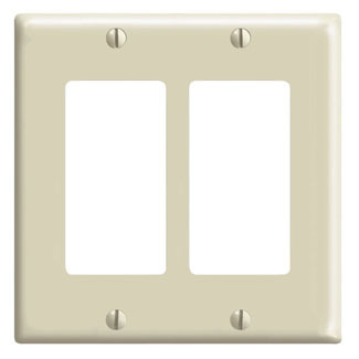 80409-I Decora Standard Size Wall Plate, 2 Gangs, 4.56 in W x 4.5 in H, Thermoset, Ivory
