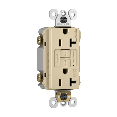 2097TRWRNAI Radiant Duplex Self-Test Tamper/Weather-Resistant GFCI Receptacle, 125 V AC, 20 A, 2 Poles, Ivory