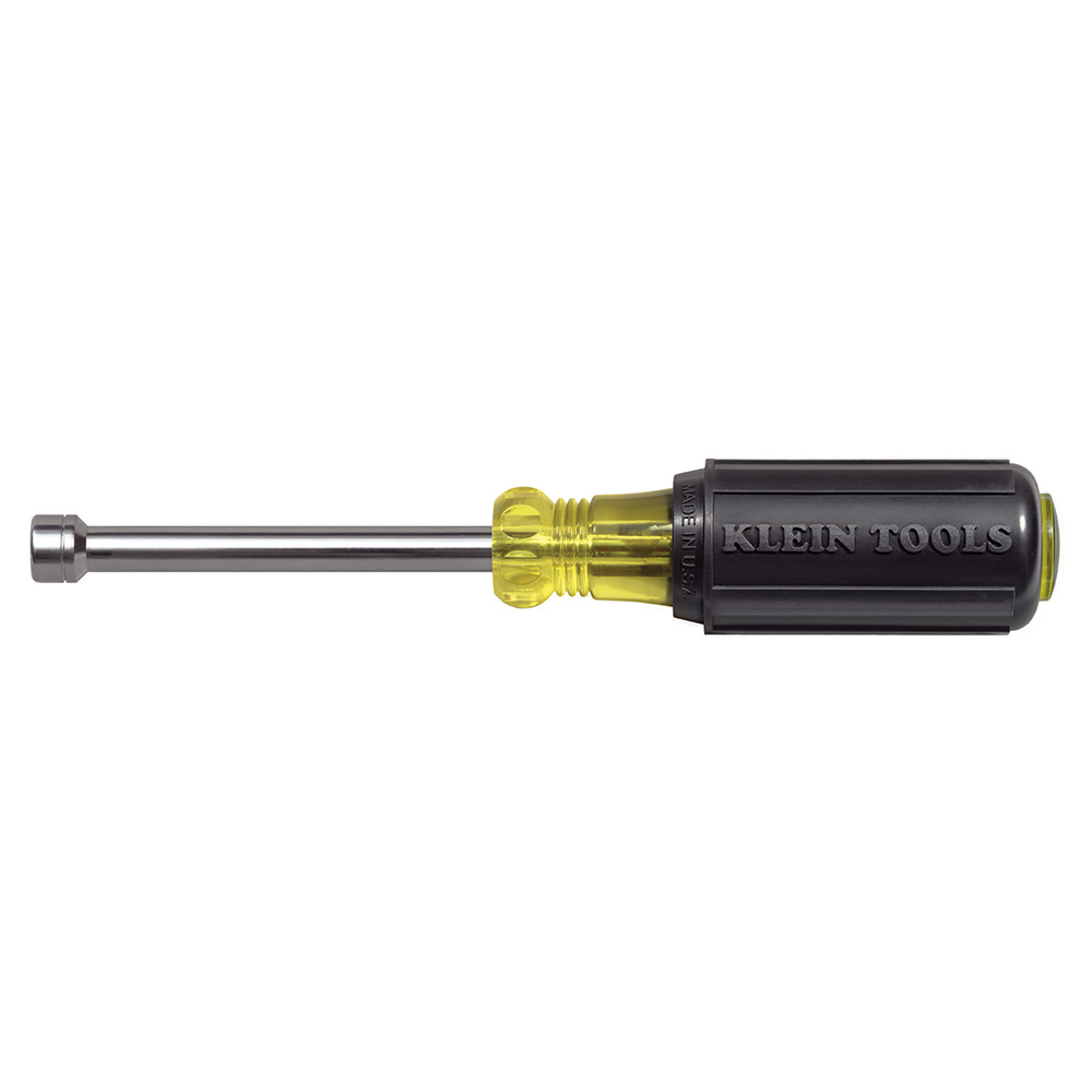 630-7MM Cushion-Grip Nutdriver, 7 mm, Hollow Shank, Orange Cushion Grip Handle, ANSI/ASME Specified, Polished Chrome