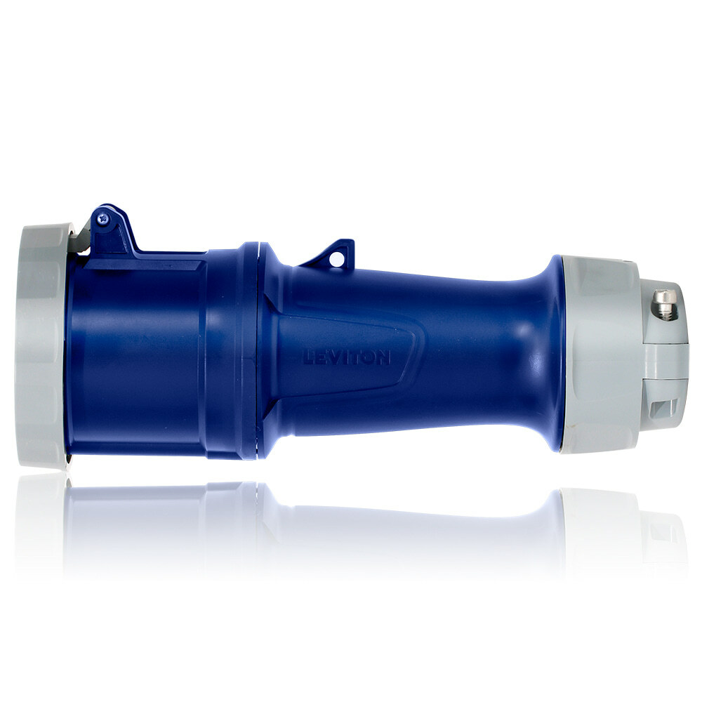 460C9WLEV LEV Series 3-Phase Dustight North American Rated Watertight Pin and Sleeve Connector, 250 V AC, 60 A, 3 Poles, 4 Wires, Blue