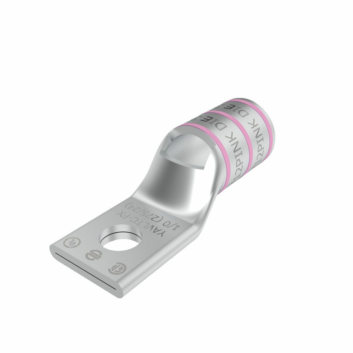 YAV25LNT14FX YAV-L-NTFX 1-Hole Non-Insulated Lug Compression Connector With Inspection Window, 1/0 AWG DLO/Flexible Copper Conductor, Die Code: 12/348, 1/4 in Stud, Copper