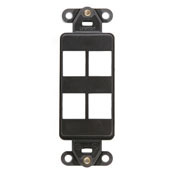 41644-B Decora QuickPort Multimedia Insert, 4 Ports, Fastened Mount, Brown