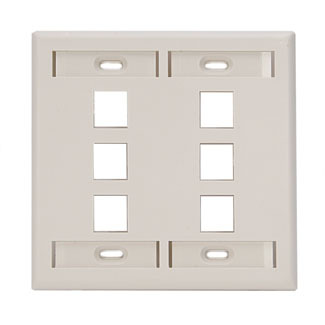42080-6TP QuickPort Standard Size Wallplate With ID Window, 2 Gangs, 4-5/8 in W, Plastic, Surface Mount
