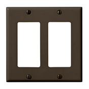 80409 Decora Standard Size Wall Plate, 2 Gangs, 4.56 in W x 4.5 in H, Thermoset, Brown