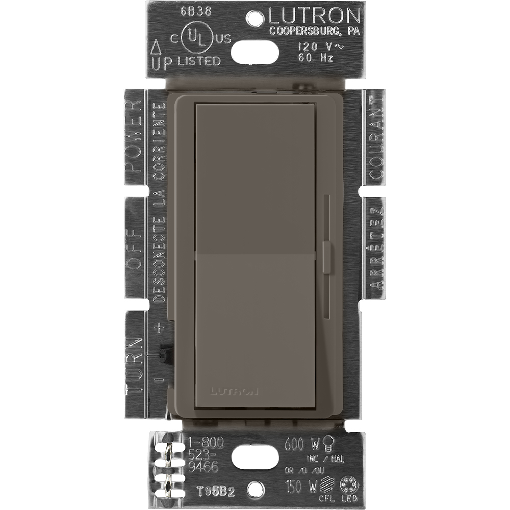 DVSCELV-300P-TF Diva ELV Dimmer Switch with Night Light, Neutral Required, 300W, 1 Pole, 120V, Truffle