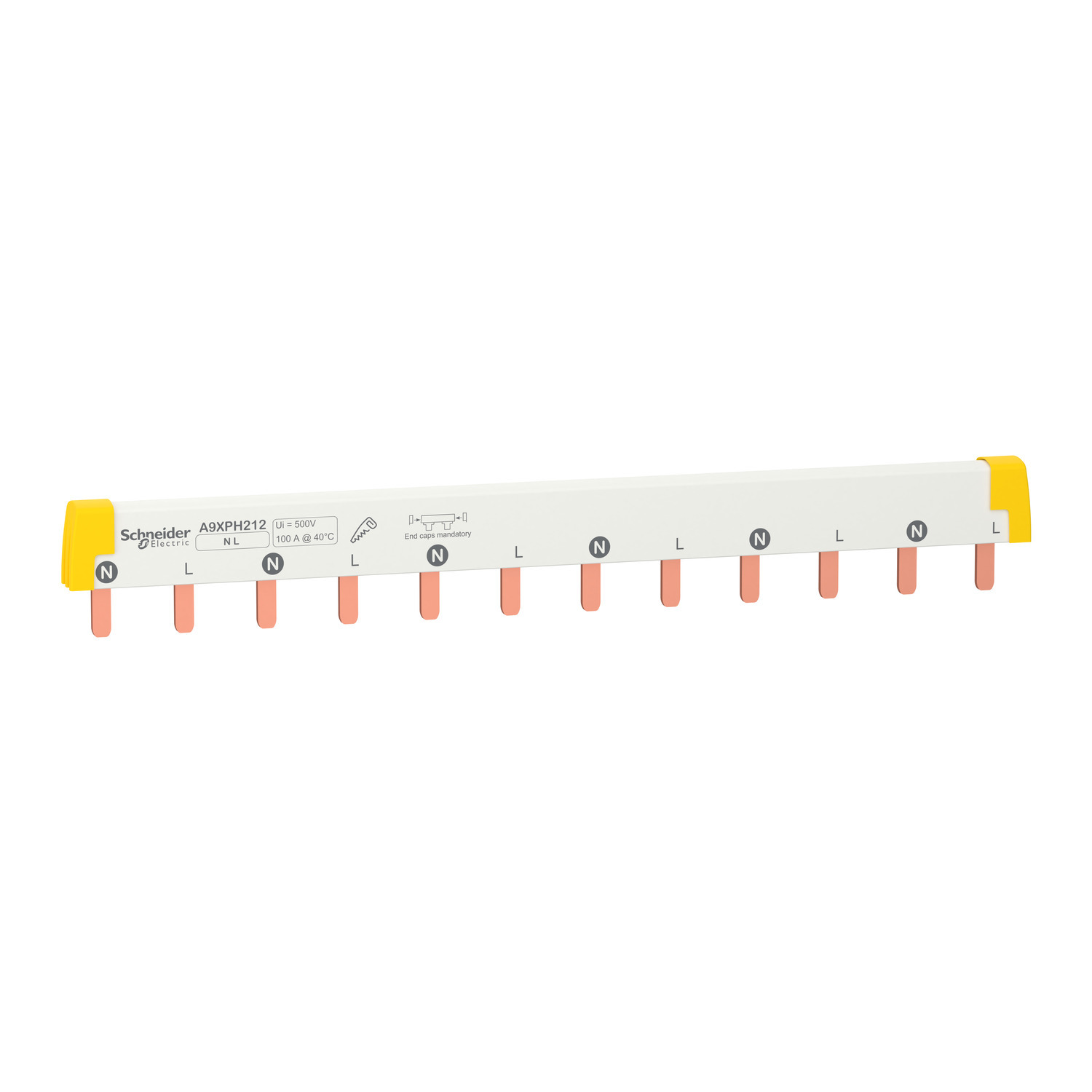 A9XPH212 Acti 9 12-Pole Cuttable Insulated Combination Busbar, 220 mm W, 100 A