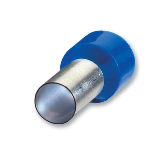 F2036 Sta-Kon F Series Insulated Wire Ferrule, 14 AWG Stranded Copper Conductor, 0.748 in L, Copper, Blue