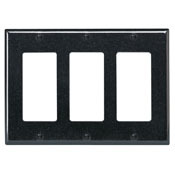 80411-E Decora Standard Size Wall Plate, 3 Gangs, 6.37 in W x 4.5 in H, Thermoset, Black