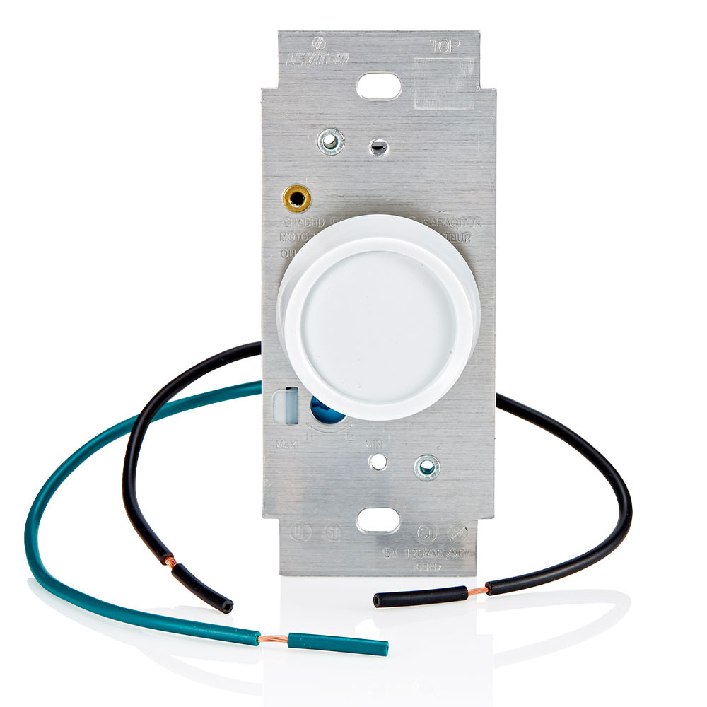 6616-1XW 1-Pole Electro-Mechanical Full Range Fan Speed Control With Low Speed Trim Adjuster, 120 V AC, 5 A, On/Off Operational Mode, White