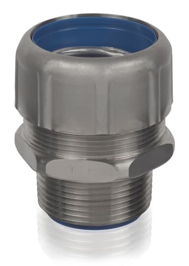 5334SST6 T&B Safe Edge 5300SST6 Insulated NPT Thread Standard Straight Conduit Connector With Dura Plate Ground Cone, 1 in Trade, 316 Stainless Steel