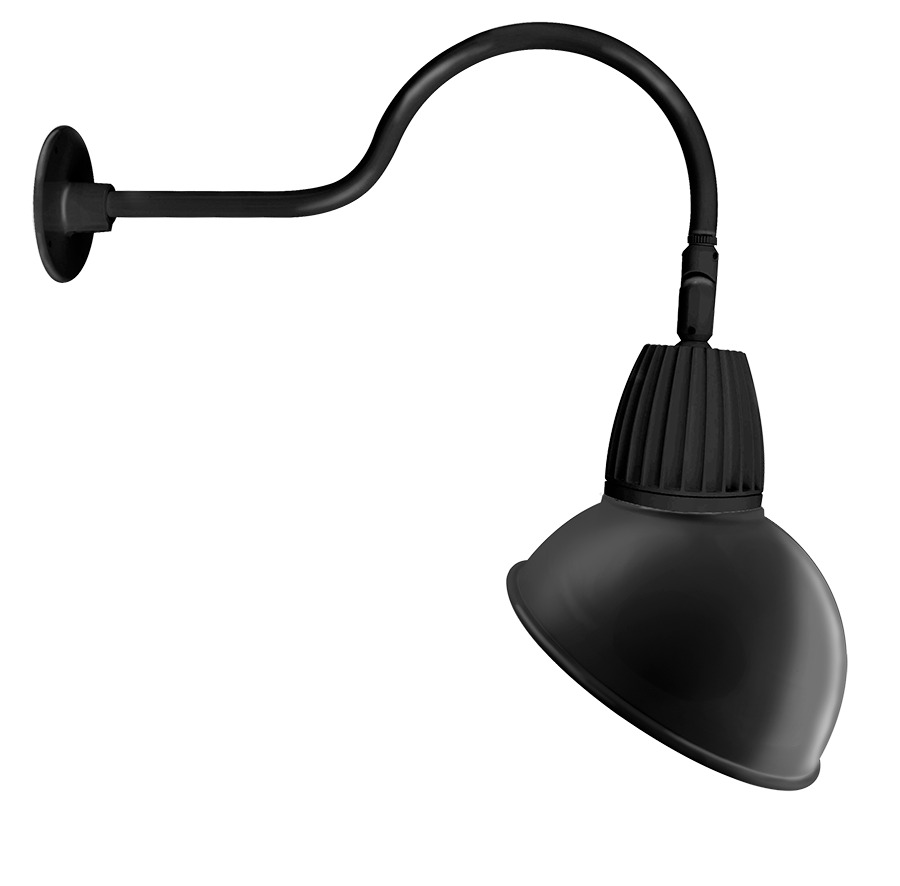 GN1LED26NRADB Gooseneck Rectangular Decorative Fixture With 24 in Goose Arm Style 1, 29 W Fixture, 120/208/240/277 V AC, Black/Polyester Powder Coated Housing