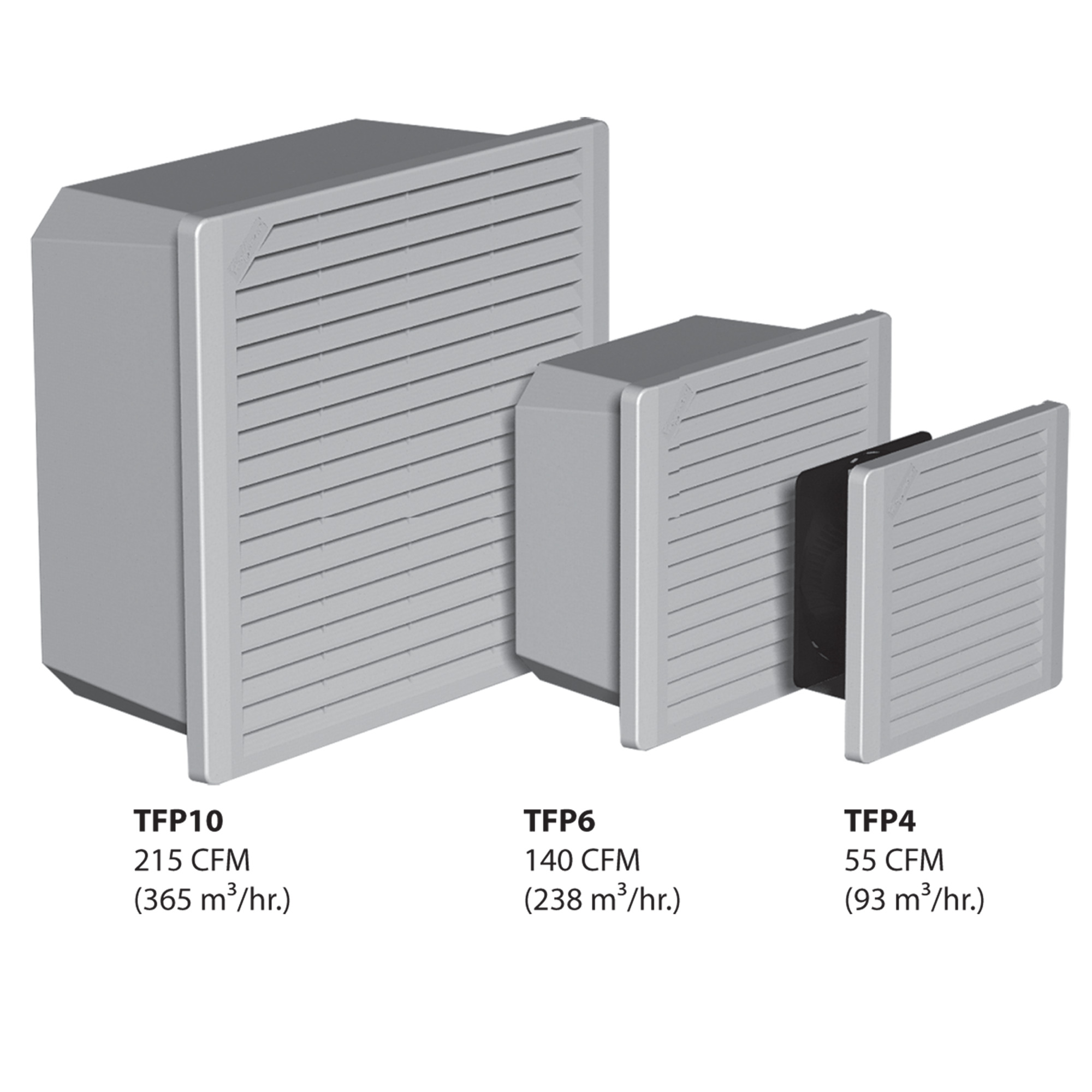 TFP624 D85 TFP Filter Fan, 24 V DC, 0.88 A, 21.1 W Power Rating, 140 cfm Air Flow, NEMA 1 Enclosure