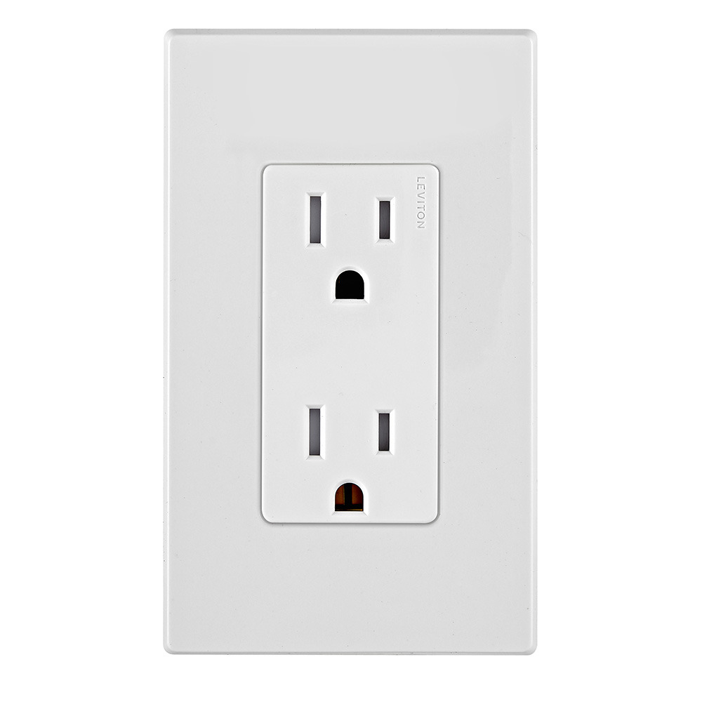 E5325-W Self-Grounded Receptacle, 125 V AC, 15 A, 2 Poles, 3 Wires