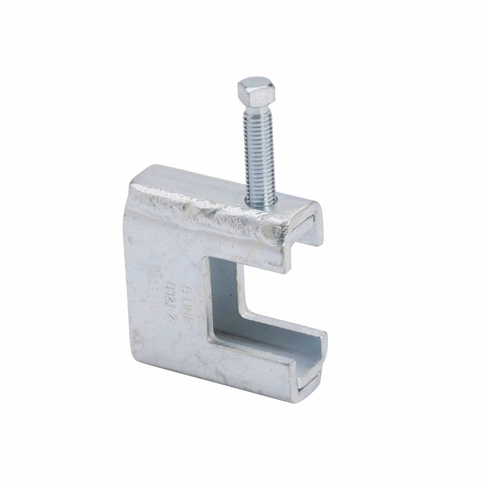 B321-1ZN Rod to Beam Clamp, 3/8-16 Rod, 1/4 to 1-11/16 in THK Flange, 1300 lb Load, Low Carbon Steel, Electro-Zinc Plated