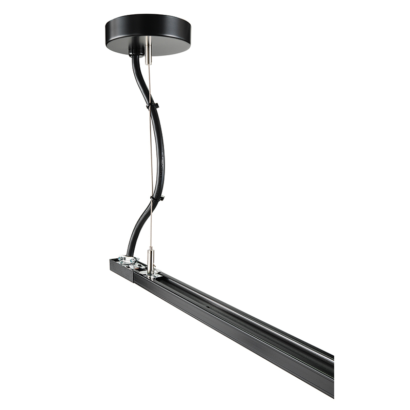TU598 48IN BL Cable Suspension and Feed Kit, For Use With Rigid Ceiling Two Circuit Trac System, Polycarbonate, Black