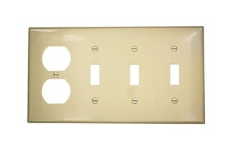 80743-I Standard Size Combination Wall Plate, 4 Gangs, 8.19 in W x 4.5 in H, Thermoplastic, Ivory