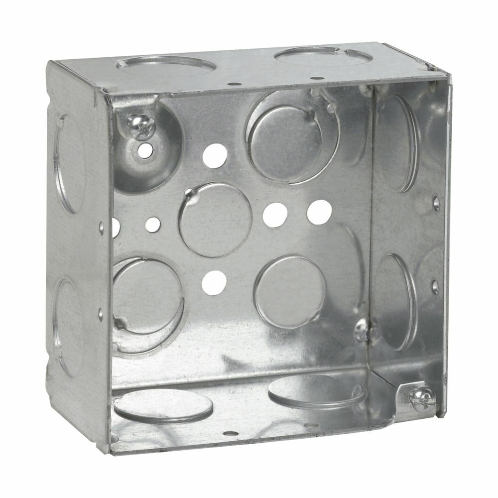 TP432 Welded Outlet Box, Steel, 30.3 cu-in Capacity, 4 in H x 4 in W x 2-1/8 in D
