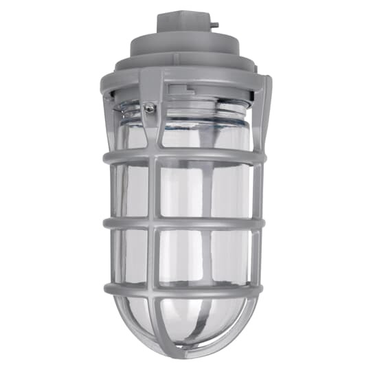 VKG-11-C Red Dot Pendant Mount Vaportight Cap and Globe With Socket Screw Terminals, Gasket, Screws and Cast Guard, For Use With 100 W Vaportight Lightings, Copper-Free Aluminum, Silver
