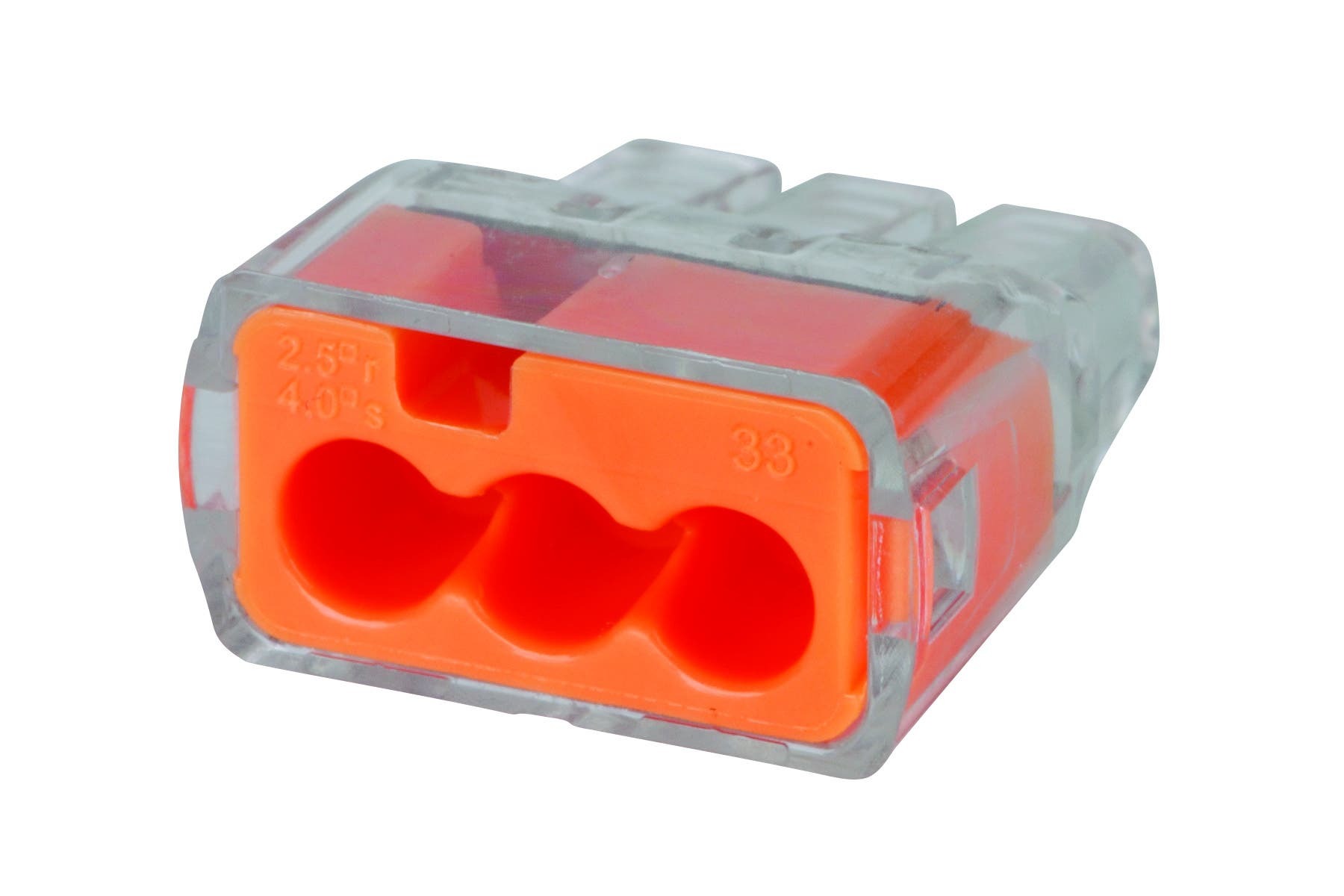 30-1633 In-Sure Push-In Wire Connector, 20 to 12 AWG, 18 to 12 AWG, 18 to 14 AWG Solid/Stranded/Tin-Bonded Wire, Nylon/Polycarbonate