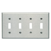 84012-40 Standard Size Traditional Wall Plate, 4 Gangs, 8.18 in W x 4.5 in H, 302 Stainless Steel