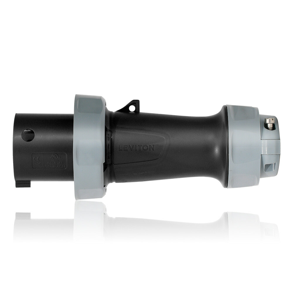 560P5WLEV LEV Series 3-Phase Dustight North American Rated Watertight Pin and Sleeve Plug, 347/600Y V AC, 60 A, 4 Poles, 5 Wires, Black