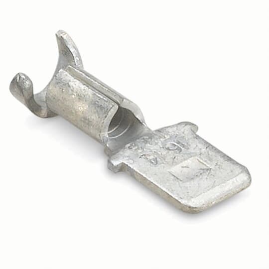B14-250T Sta-Kon 250 Non-Insulated Male Tab, 20 to 14 AWG Conductor, 0.25 in W x 0.032 in THK Tab, Brazed Seam Barrel, Brass/Copper, Metallic