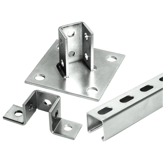 AW224 Superstrut 200 Wing Shaped Fitting, (8) Holes, 5-7/16 in L x 1-5/8 in W, For Use With 1-5/8 x 1-21/32 in Channel, Steel