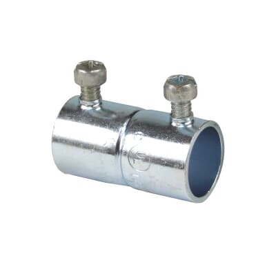 TK124A Steel City Set Screw Coupling, 1-1/4 in, For Use With EMT Conduit, Steel, Zinc Plated