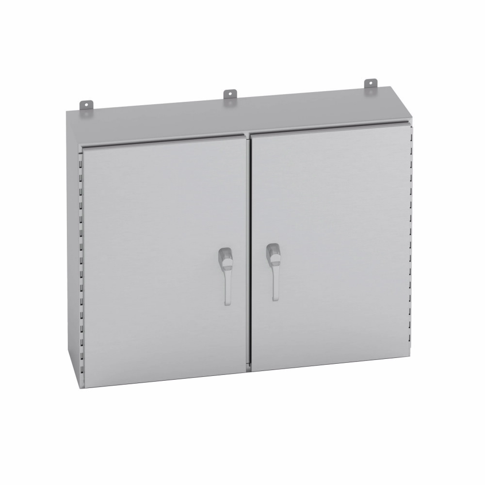 484812-4XSD3PT 2-Door Electrical Enclosure, 48 in W x 12 in D x 48 in H, NEMA 4X NEMA Rating, 304 Stainless Steel