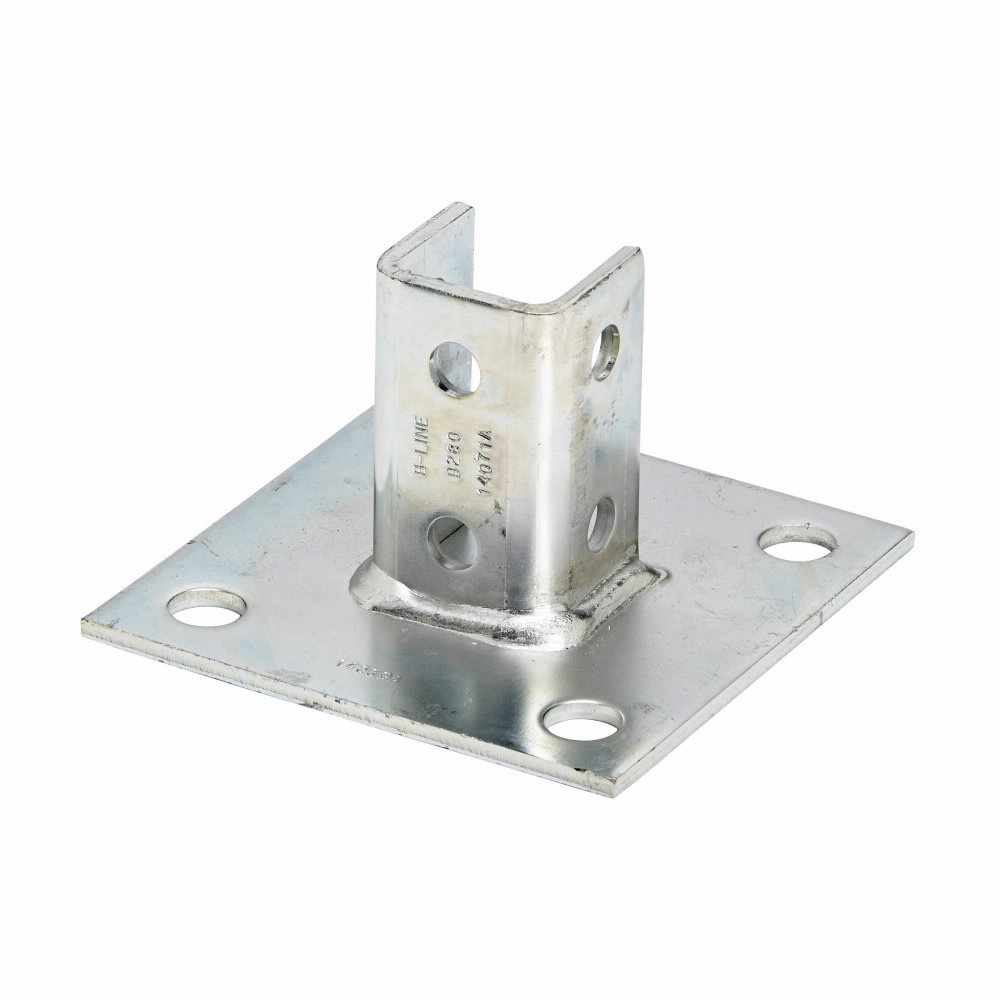B280SQHDG Square Post Base, 1 Channel, Centered Channel Position, 3-1/2 in H Base, For Use With 1-5/8 x 1-5/8 in B22 Series Channel, Steel