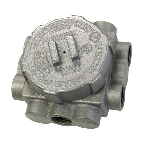 GRUJ-2P Unilets Dust-Ignitionproof Explosionproof Conduit Outlet Box With Multiple Hubs and Cover, 3/4 in, 3-1/4 in Cover Opening, 25 cu-in, Triple Coated