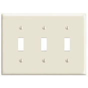 PJ3-T Midway Size Traditional Wall Plate, 3 Gangs, 6-3/4 in W x 4-7/8 in H, Thermoplastic, Light Almond