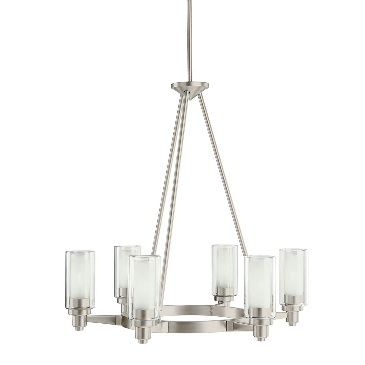 2344NI Circolo 1-Tier Contemporary Medium Chandelier, (6) Lamp, 120 V AC, Brushed Nickel Plated Housing