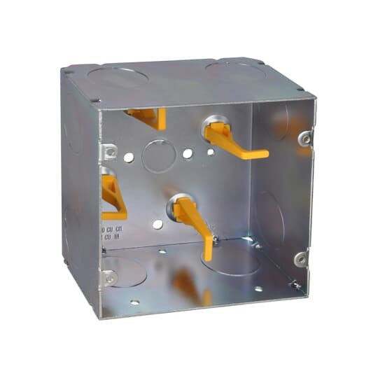 82181T-1 Steel City Square Telecommunication Box, Steel, 64 cu-in Capacity, (1) Outlets, (9) Knockouts, 5 in H x 5 in W x 2-7/8 in D