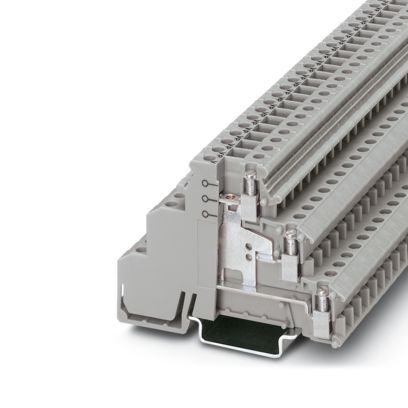2715092 3-Level 3-Circuit 6-Connection Triple Tier Sensor/Actuator Terminal Block With Equipotential Bonder, 250 V AC, 32 A, 24 to 12 AWG Wire, 6 Poles, DIN Rail Mount