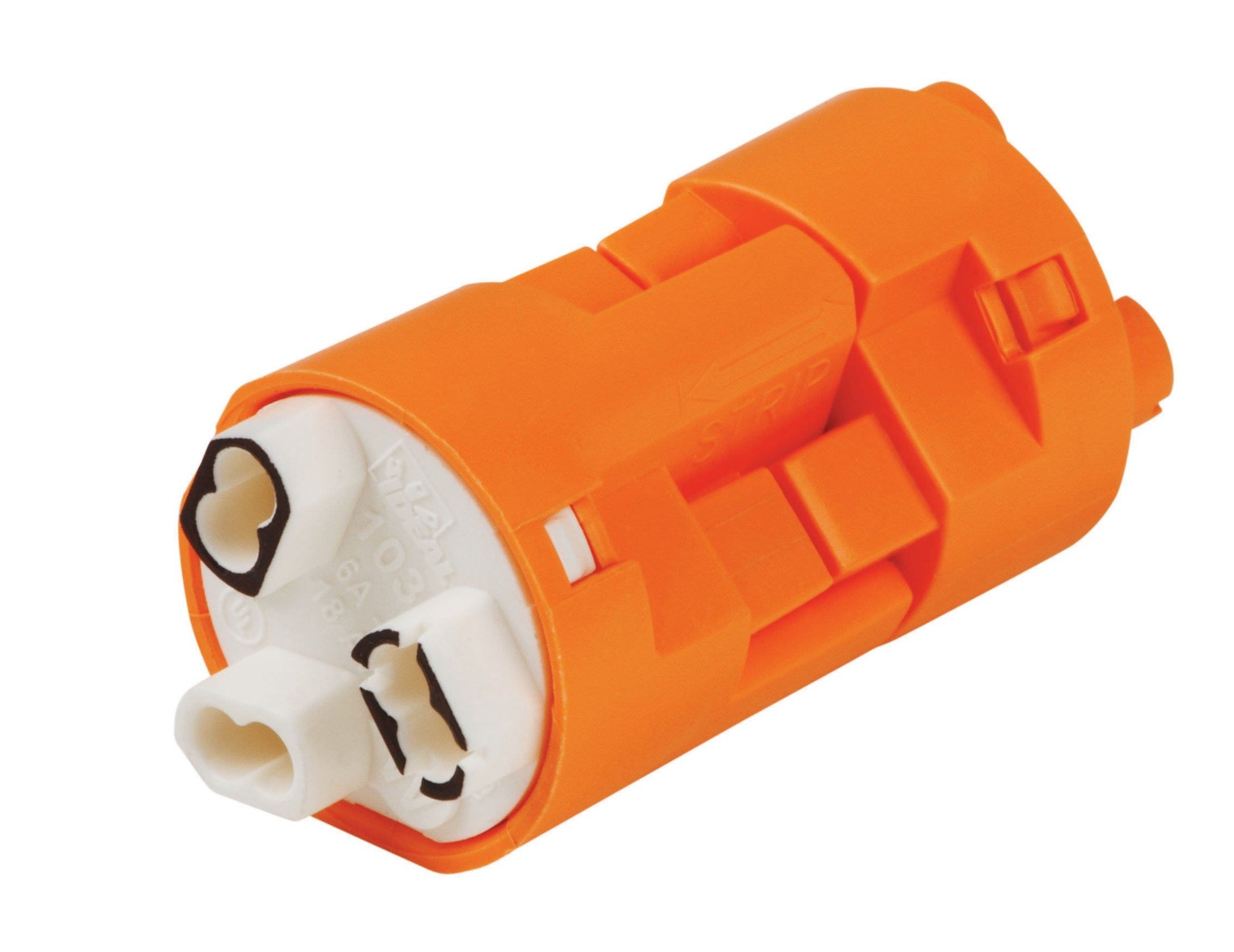 30-353XJ PowerPlug 3-Wire Standard Luminaire Disconnect, 18 to 12 AWG Wire, 1.48 in OAL, 3 Ports, Orange